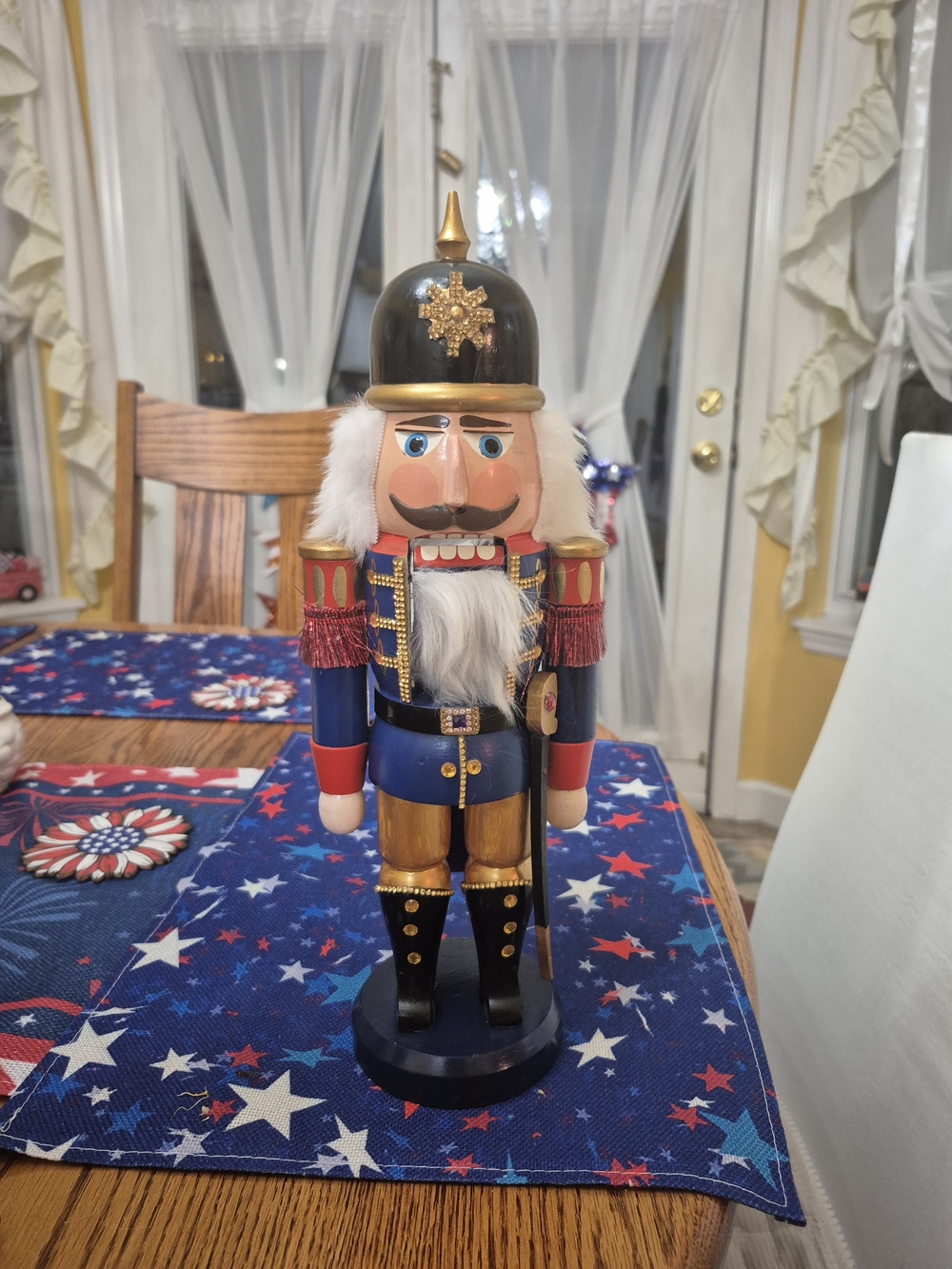 Patriotic Blue & Gold Nutcracker Holiday Figurine